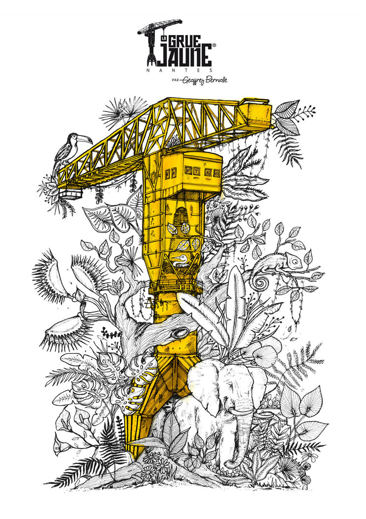 Illustration de La Grue Jaune par Geoffrey Berniolle sur Vinyle adhésif