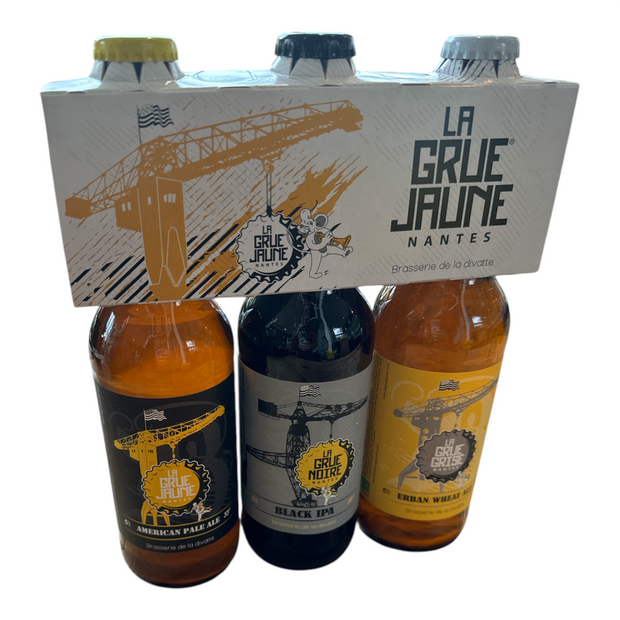 3X33cl des bières La Grue Jaune - La Grue Grise - La Grue Noire