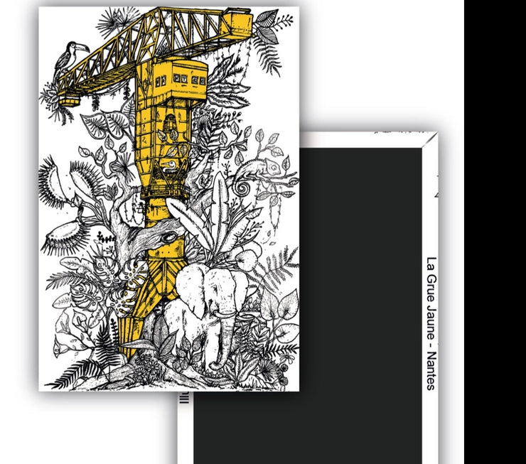 Magnet rectangulaire Nantes LA GRUE JAUNE JUNGLE